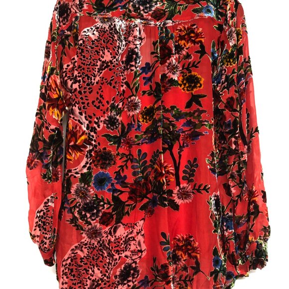 Johnny Was Bobcat Forest Print Shirt Ladies Size XS  NWT - Picture 4 of 10